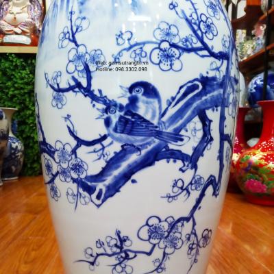 Mai bình tích lộc Chim Hoa Đào vẽ tay
